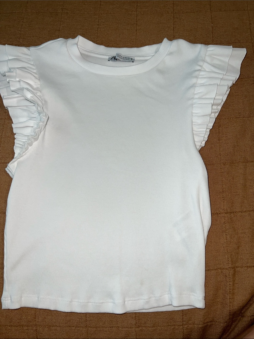 White Ruffled Sleeve Top -